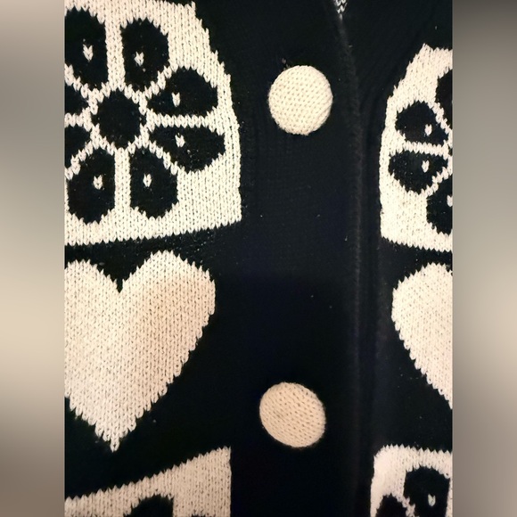 Zara Black and White Heart Pattern Cardigan - Picture 3 of 7